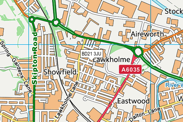 BD21 3JU map - OS VectorMap District (Ordnance Survey)