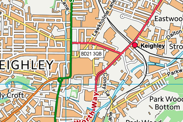 BD21 3QB map - OS VectorMap District (Ordnance Survey)