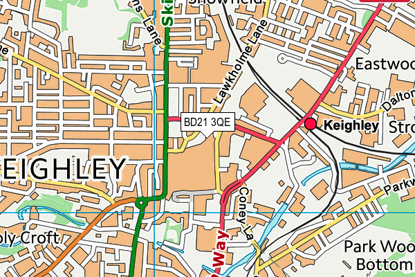 BD21 3QE map - OS VectorMap District (Ordnance Survey)