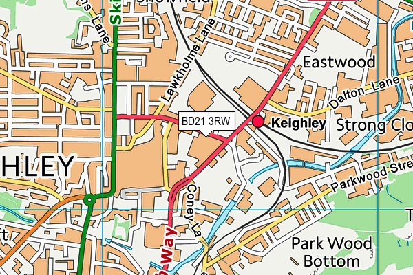 BD21 3RW map - OS VectorMap District (Ordnance Survey)