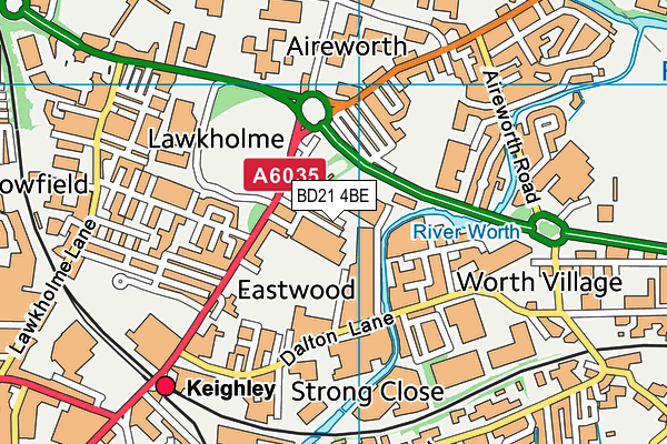 BD21 4BE map - OS VectorMap District (Ordnance Survey)