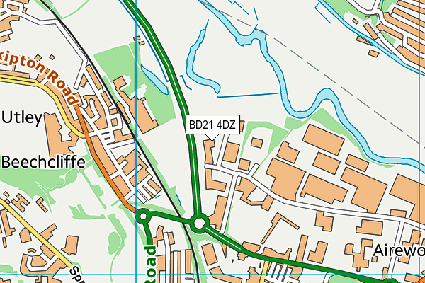 BD21 4DZ map - OS VectorMap District (Ordnance Survey)