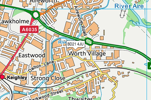 BD21 4JU map - OS VectorMap District (Ordnance Survey)