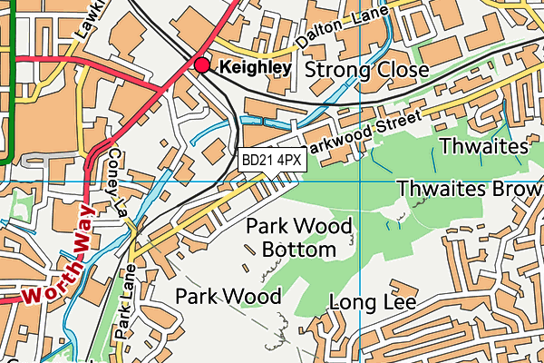 BD21 4PX map - OS VectorMap District (Ordnance Survey)