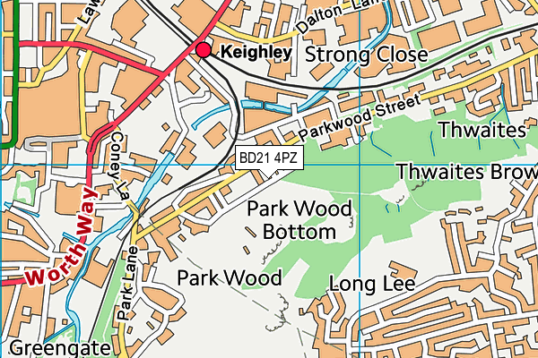 BD21 4PZ map - OS VectorMap District (Ordnance Survey)