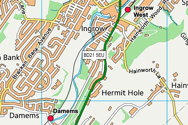 BD21 5EU map - OS VectorMap District (Ordnance Survey)