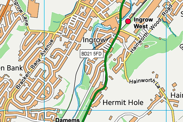 BD21 5FD map - OS VectorMap District (Ordnance Survey)