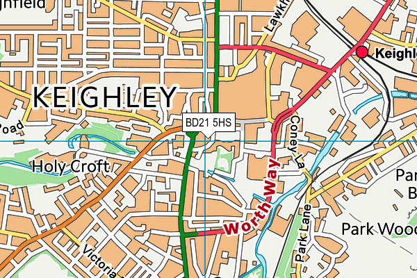 BD21 5HS map - OS VectorMap District (Ordnance Survey)