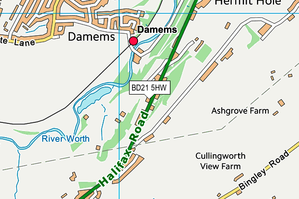 BD21 5HW map - OS VectorMap District (Ordnance Survey)
