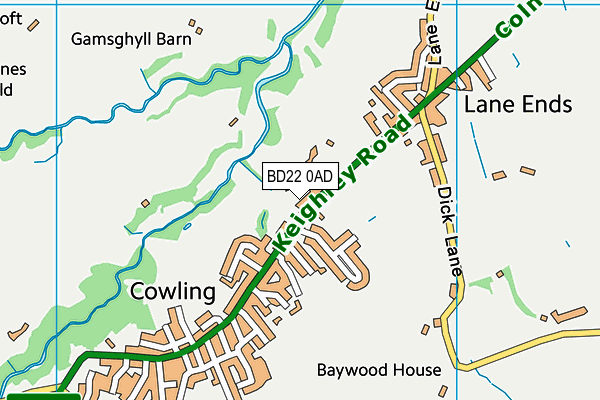 BD22 0AD map - OS VectorMap District (Ordnance Survey)