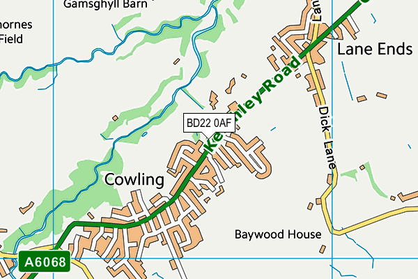 BD22 0AF map - OS VectorMap District (Ordnance Survey)