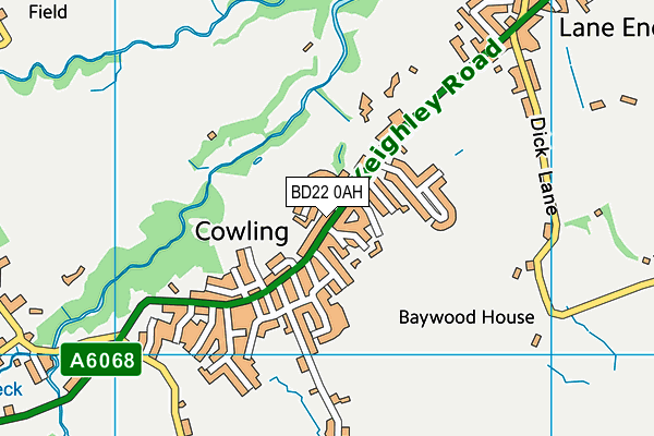 BD22 0AH map - OS VectorMap District (Ordnance Survey)