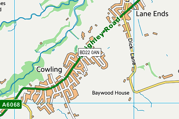 BD22 0AN map - OS VectorMap District (Ordnance Survey)