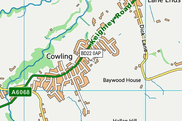 BD22 0AP map - OS VectorMap District (Ordnance Survey)