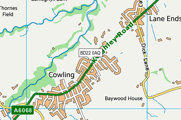 BD22 0AQ map - OS VectorMap District (Ordnance Survey)