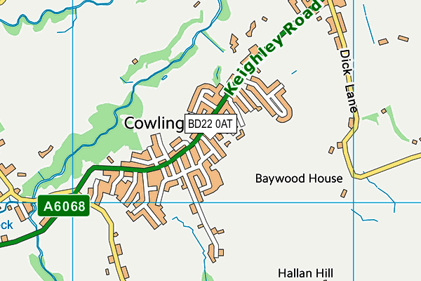 BD22 0AT map - OS VectorMap District (Ordnance Survey)