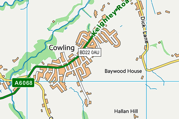 BD22 0AU map - OS VectorMap District (Ordnance Survey)