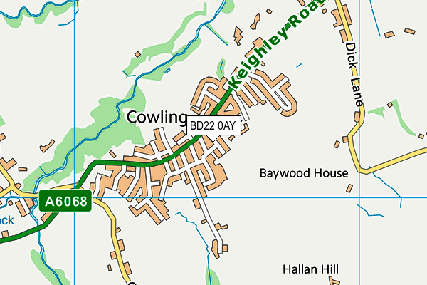 BD22 0AY map - OS VectorMap District (Ordnance Survey)