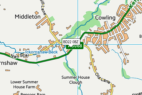 BD22 0BZ map - OS VectorMap District (Ordnance Survey)