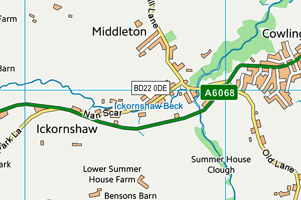 BD22 0DE map - OS VectorMap District (Ordnance Survey)