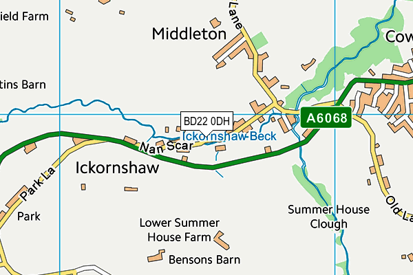 BD22 0DH map - OS VectorMap District (Ordnance Survey)