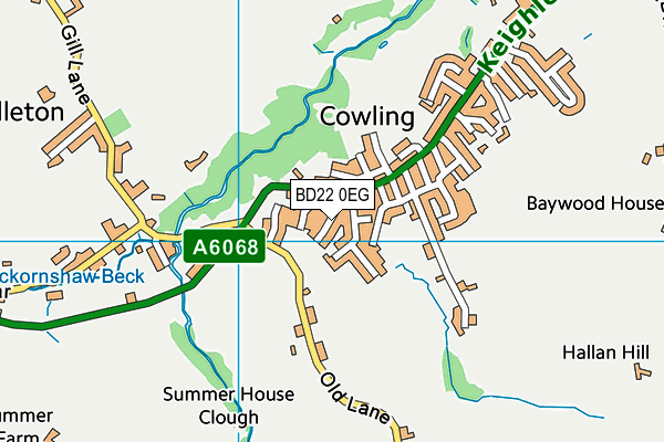 BD22 0EG map - OS VectorMap District (Ordnance Survey)