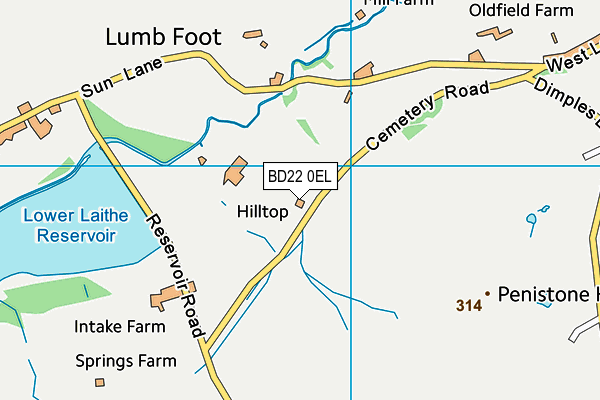 BD22 0EL map - OS VectorMap District (Ordnance Survey)