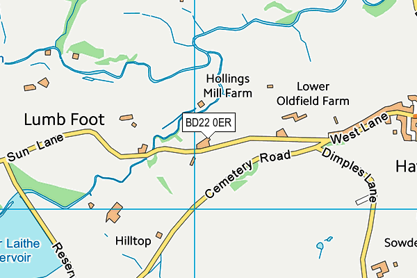 BD22 0ER map - OS VectorMap District (Ordnance Survey)