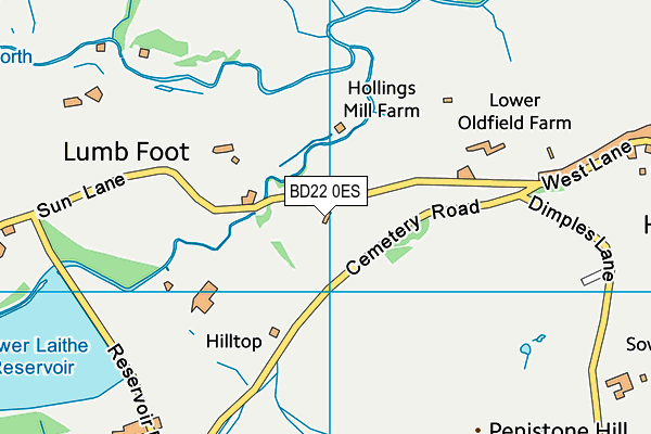 BD22 0ES map - OS VectorMap District (Ordnance Survey)