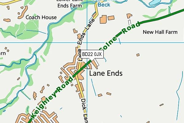 BD22 0JX map - OS VectorMap District (Ordnance Survey)