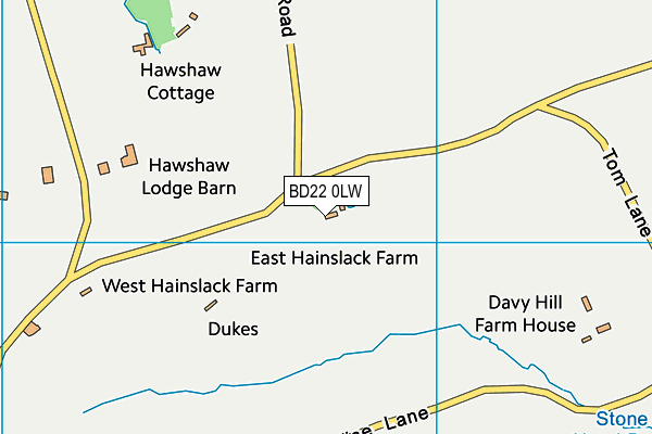 BD22 0LW map - OS VectorMap District (Ordnance Survey)