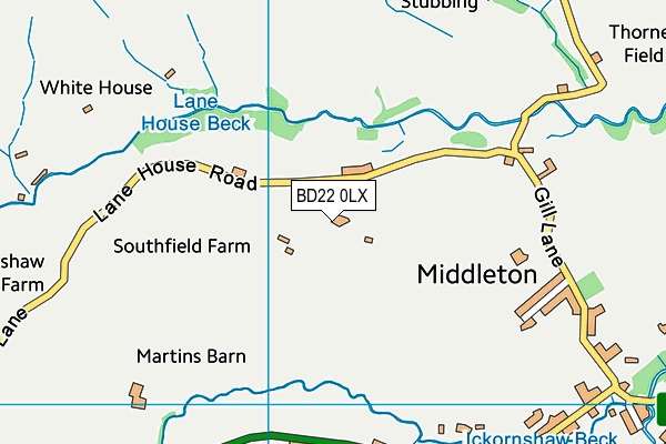 BD22 0LX map - OS VectorMap District (Ordnance Survey)