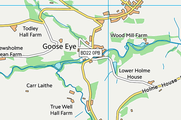 BD22 0PB map - OS VectorMap District (Ordnance Survey)