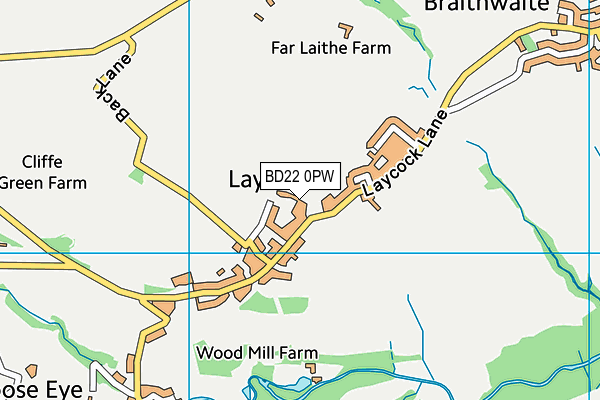 BD22 0PW map - OS VectorMap District (Ordnance Survey)