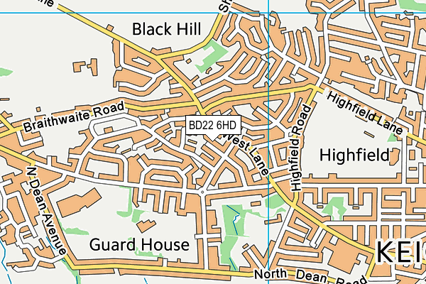 BD22 6HD map - OS VectorMap District (Ordnance Survey)