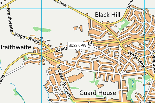 BD22 6PW map - OS VectorMap District (Ordnance Survey)