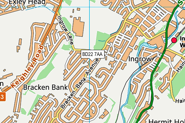BD22 7AA map - OS VectorMap District (Ordnance Survey)