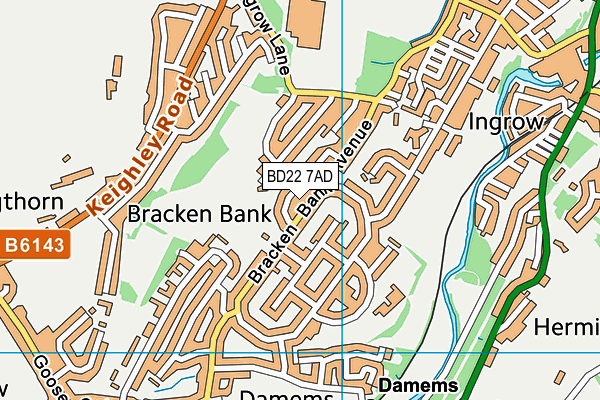 BD22 7AD map - OS VectorMap District (Ordnance Survey)