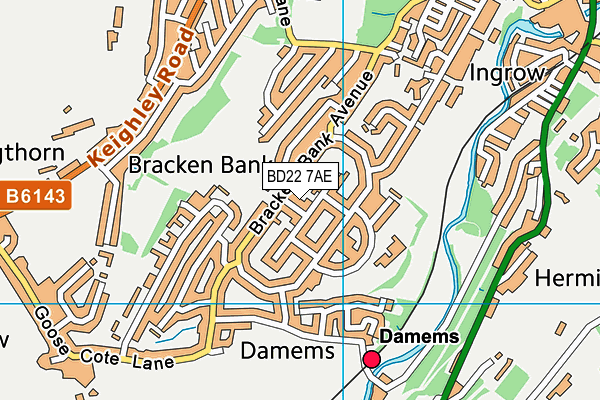 BD22 7AE map - OS VectorMap District (Ordnance Survey)