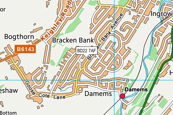 BD22 7AF map - OS VectorMap District (Ordnance Survey)