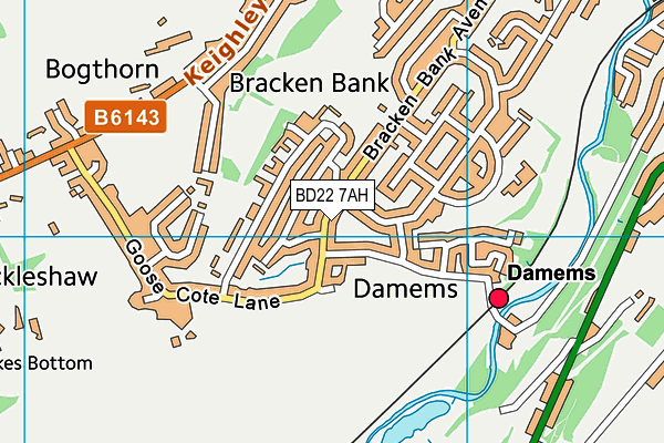 BD22 7AH map - OS VectorMap District (Ordnance Survey)