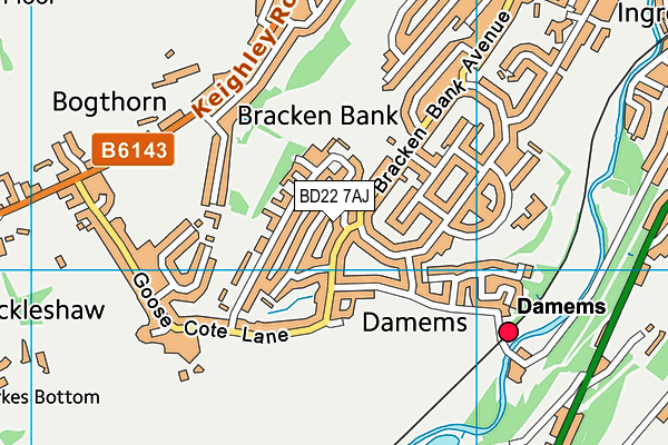 BD22 7AJ map - OS VectorMap District (Ordnance Survey)