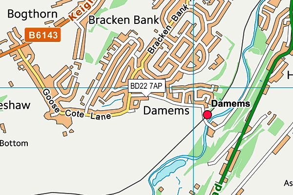 BD22 7AP map - OS VectorMap District (Ordnance Survey)