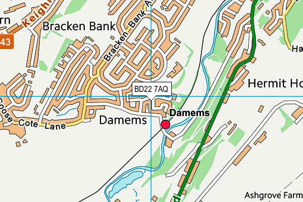 BD22 7AQ map - OS VectorMap District (Ordnance Survey)