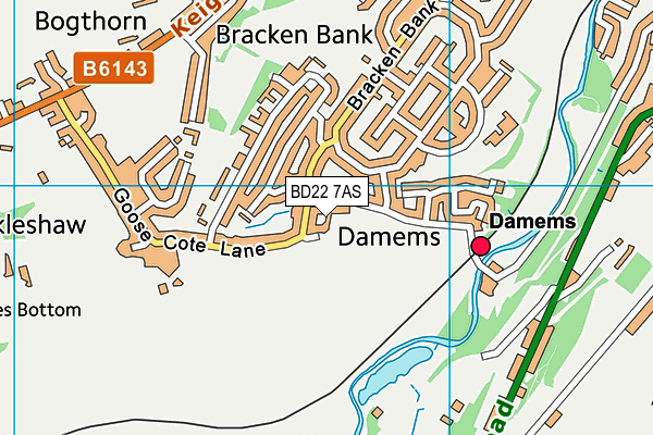 BD22 7AS map - OS VectorMap District (Ordnance Survey)