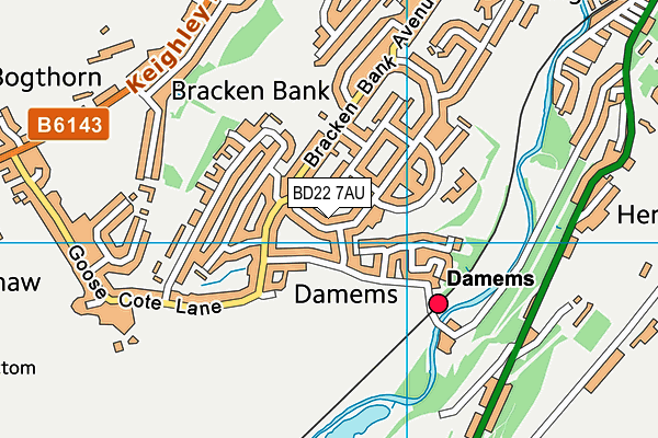 BD22 7AU map - OS VectorMap District (Ordnance Survey)