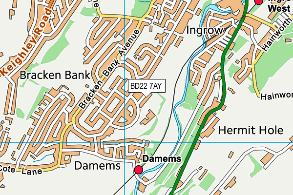 BD22 7AY map - OS VectorMap District (Ordnance Survey)