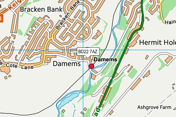 BD22 7AZ map - OS VectorMap District (Ordnance Survey)