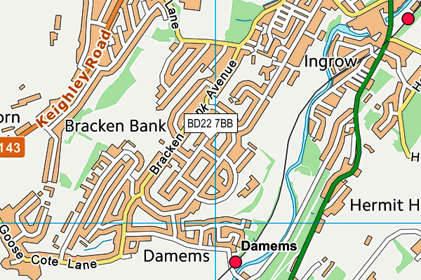 BD22 7BB map - OS VectorMap District (Ordnance Survey)