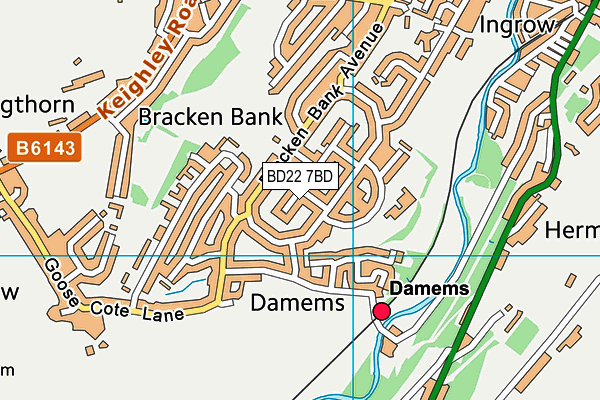 BD22 7BD map - OS VectorMap District (Ordnance Survey)